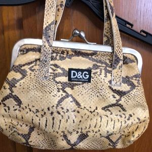 Dolce & Gabbana snap closed snakeskin purse with small snake skin handles